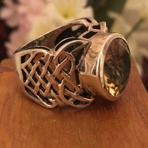 Vintage Silpada Sterling Silver and Citrine Statement Ring Size 7 - Picture 8 of 9